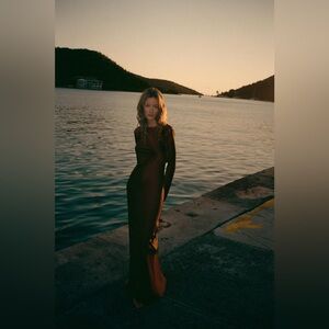 ZARA SATIN EFFECT Elegant Chocolate Brown Long Sleeve  Maxi Dress NWT Open Back